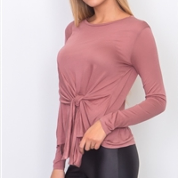 SIDE TIE JERSEY TOP - Picture 1 of 3
